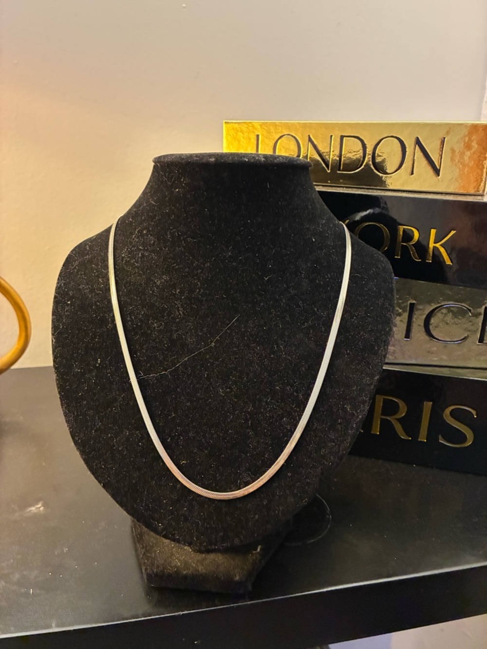 Silver Herringbone Chain Necklace Minimal Flat Snake Chain Chic Everyday Jewelry